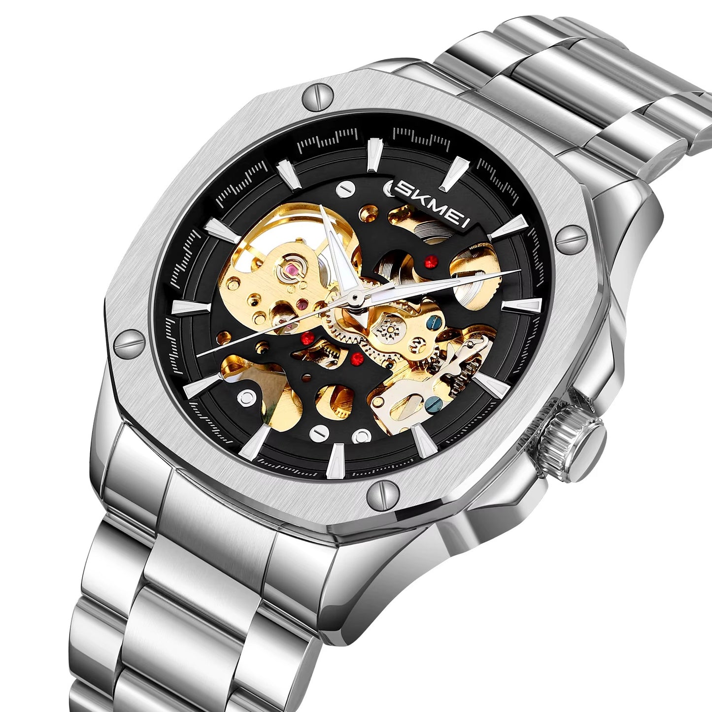 Luxury Men's Skeleton Automatic Watch With Box